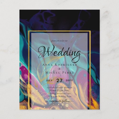 Jewel Tones WEDDING INK Plum Purple Teal Navy Gold Flyer