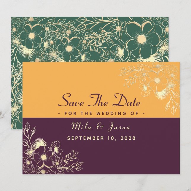Jewel Tones Wedding Save The Date (Front/Back)