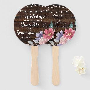Jewel Wood Floral Wedding Programme Flowers Fan