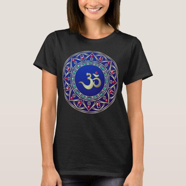 Jeweled Blue Om T-Shirt (Front)