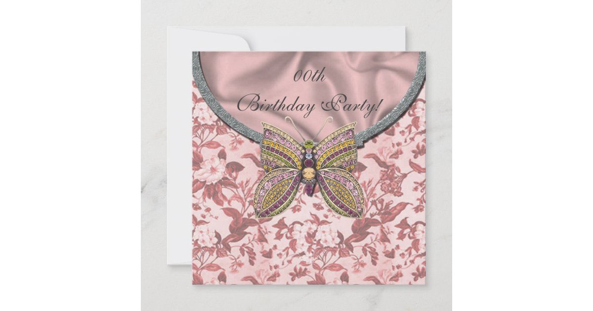 Jeweled Butterfly Birthday Party Invitations | Zazzle