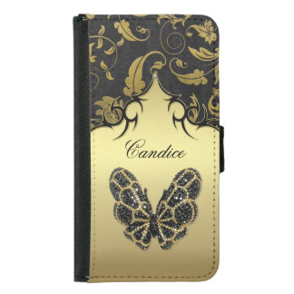 Jeweled Butterfly Damask - Galaxy S5 Samsung Galaxy S5 Wallet Case