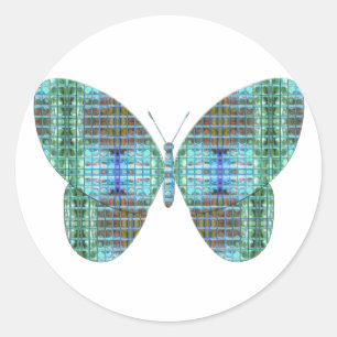 Jeweled Butterfly glass effect Classic Round Sticker