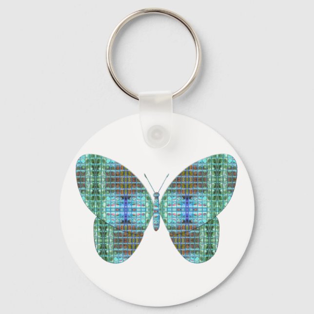 Jeweled Butterfly glass effect Keychain (Front)