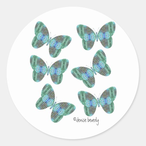 Jeweled Butterfly illustration Classic Round Sticker