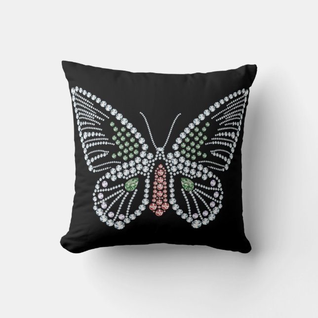 Jeweled Butterfly Pillow Gemstone Design (Front)