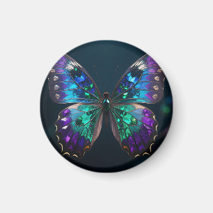 Jeweled Butterfly Wings Iridescent Blue Purple  Magnet