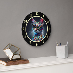 Jeweled Cat Large Clock
