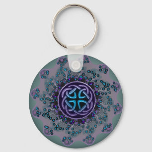 Jeweled Celtic Fractal Mandala Keychain