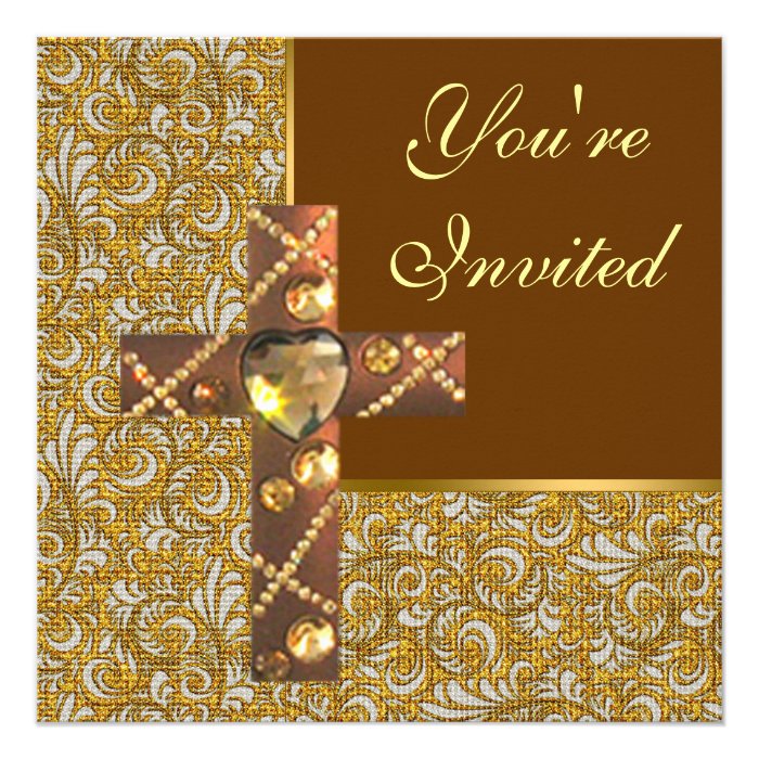 Jeweled Christian Cross Party Invitation