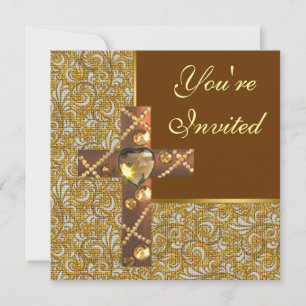 Jeweled Christian Cross Party Invitation