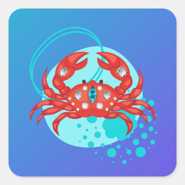 Jeweled Crab Square Sticker (Front)