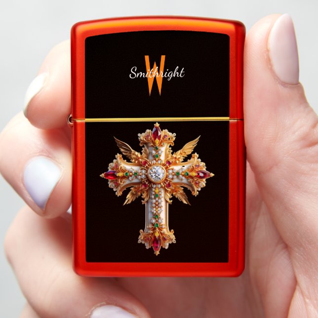 Jeweled Cross of Harmony Zippo Lighter (In Hand)