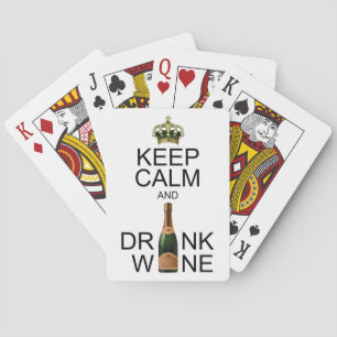 Jeweled Crown Keep Calm and Drink Wine Poker Cards