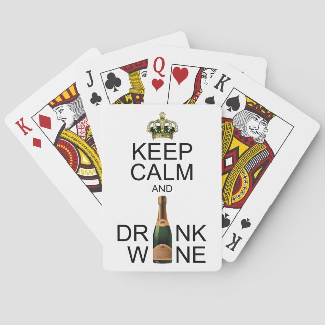 Jeweled Crown Keep Calm and Drink Wine Poker Cards (Back)