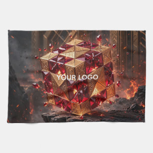 Jeweled Cube on the Volcanic Precipice Kitchen Towel