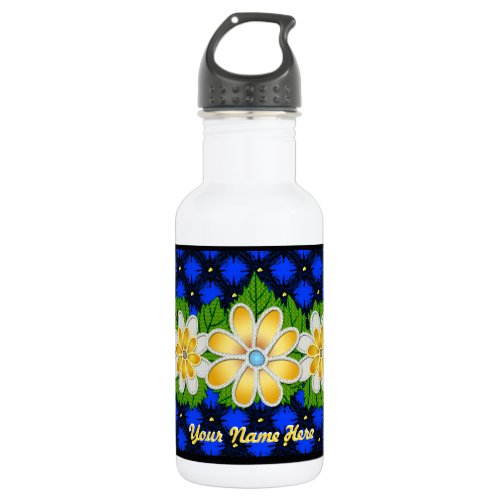Jeweled Daisies Personalized Water Bottle