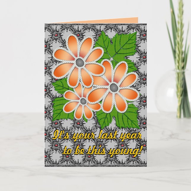 Jeweled Daisy #2 (Birthday Card) Card (Front)