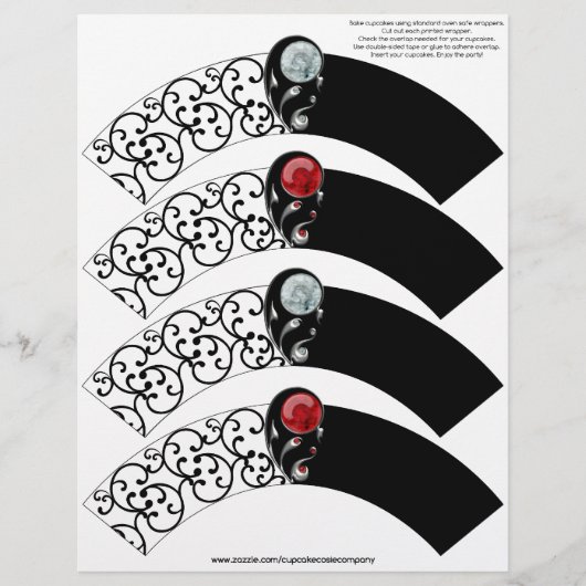 Jeweled Damask Cupcake Cosie - Red and Crystal (Front)