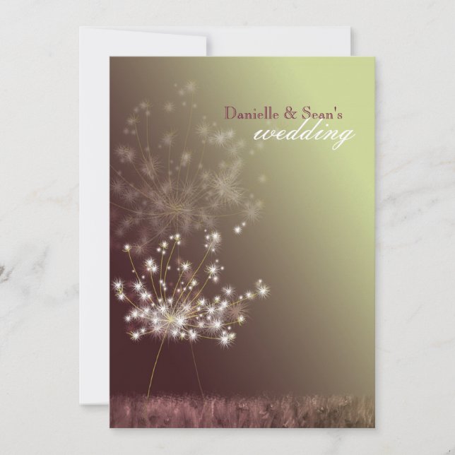 Jeweled Dandelions Rural Wedding Invitation (Front)