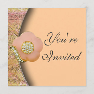 Jeweled Diamond Flower Party Invitation