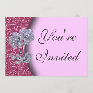 Jeweled Diamond Flowers Party Invitation