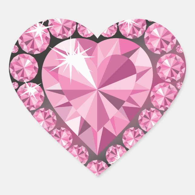 Jeweled Diamond Heart Shaped Sticker (Front)