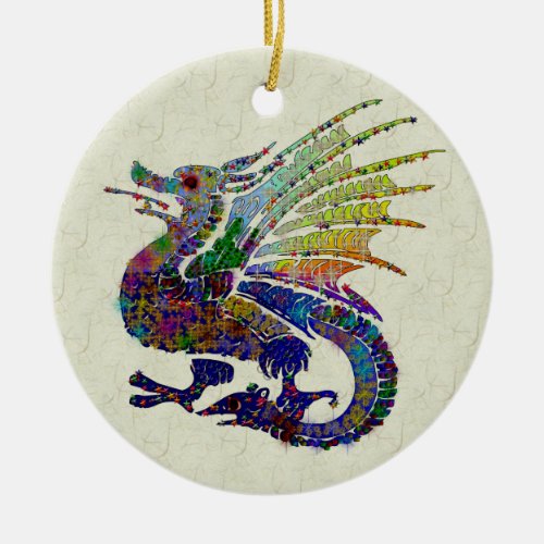 Jeweled Dragon Ceramic Ornament