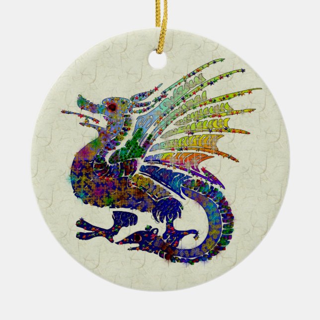 Jeweled Dragon Ceramic Ornament (Front)