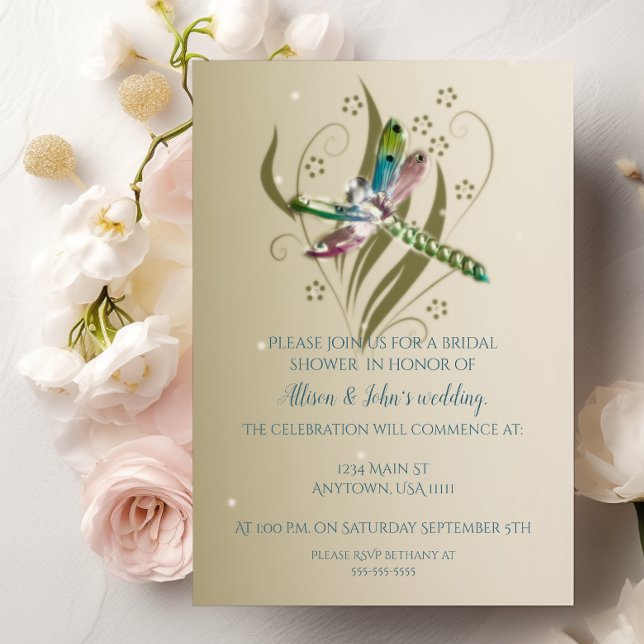 Jeweled Dragonfly Bridal Shower Invitation (Jeweled Dragonfly Bridal Shower Invitation)