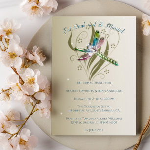 Jeweled Dragonfly Rehearsal Dinner Invitation