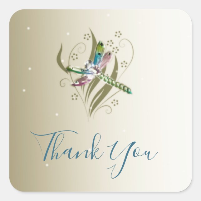 Jeweled Dragonfly Thank You Stickers (Front)