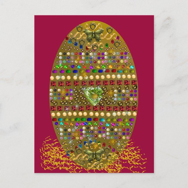 Jeweled Easter Egg Holiday Postcard (Front)