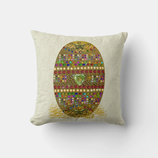 Jeweled Easter Egg Throw Pillow (Front)