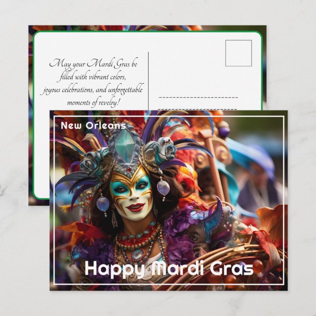 💚💜💛Jeweled Elegance: Mardi Gras Splendor Postcard (Front/Back)
