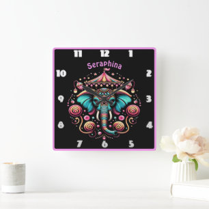 Jeweled elephant at the carnival square wall clock
