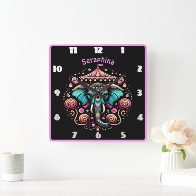 Jeweled elephant at the carnival square wall clock (Home)