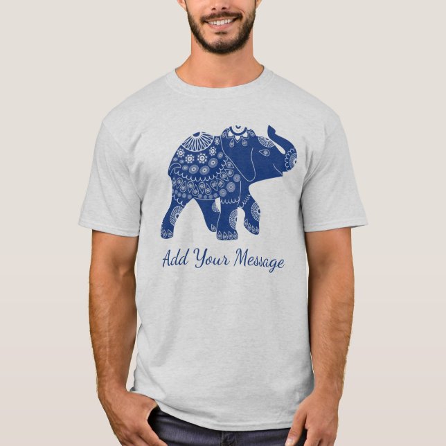 Jeweled Elephant Custom Message Graphic T-Shirt (Front)