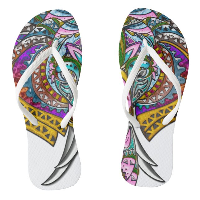 Jeweled Elephant, Slim Straps Flip Flops (Footbed)