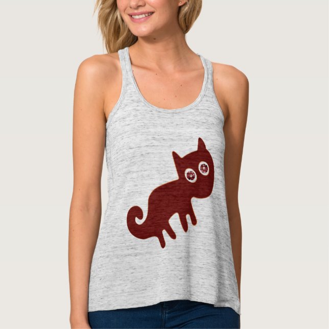 Jeweled Eyes Red Fox or Cat Nazca Lines Tank Top (Front)