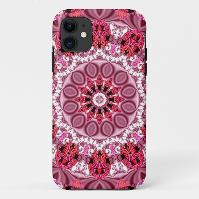 Jeweled Fans, Abstract Lace Candy, Red Pink Rose Case-Mate iPhone Case (Back)