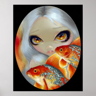 Jeweled Fish:  Silver and Gold ART PRINT goldfish