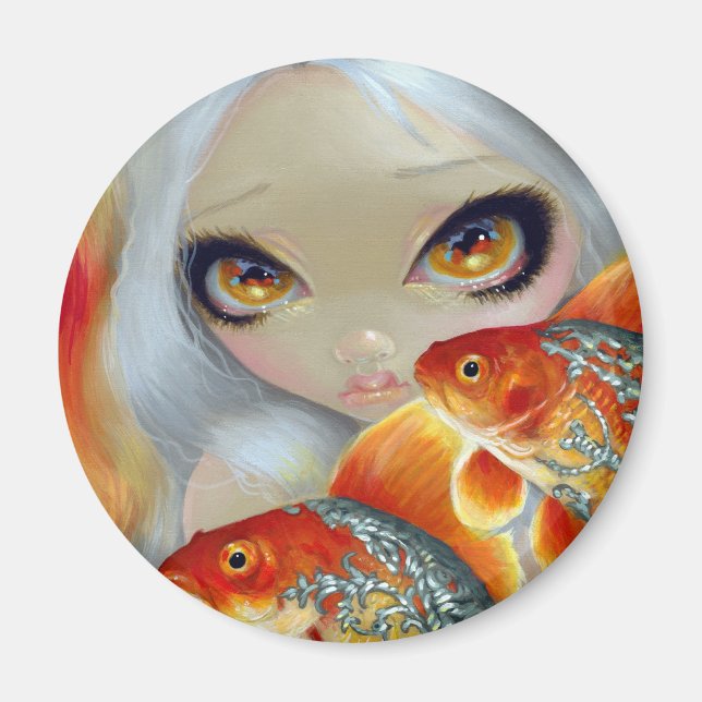 "Jeweled Fish:  Silver and Gold" Magnet (Front)