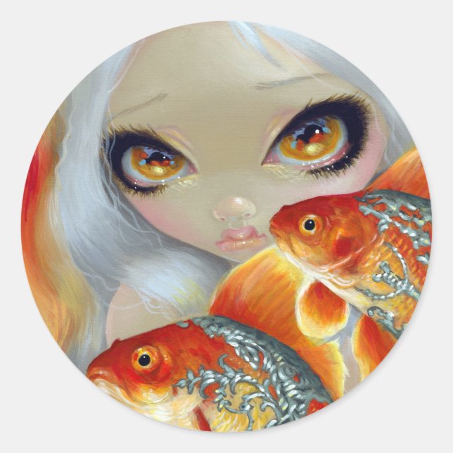 "Jeweled Fish:  Silver and Gold" Sticker (Front)