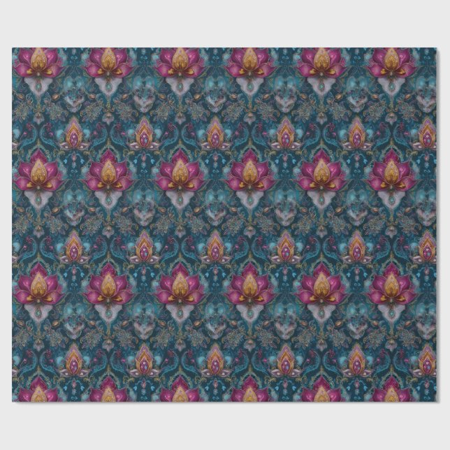 Jeweled Floral wrapping paper (Flat)