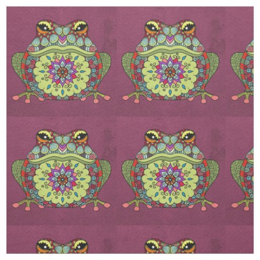 Jeweled Frog on Purple Fabric