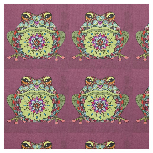 Jeweled Frog on Purple Fabric (Swatch)