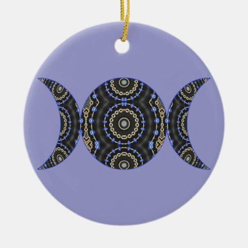 Jeweled Goddess Pagan Wiccan Triple Moon Ceramic Ornament