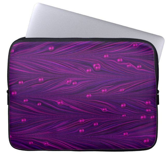 Jeweled Hot Pink Purple Pearls Laptop Sleeve (Front)