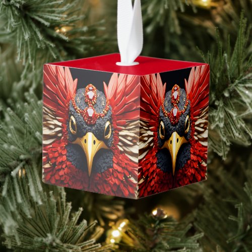 Jeweled Hummingbird Elegant Anthro Art Cube Ornament